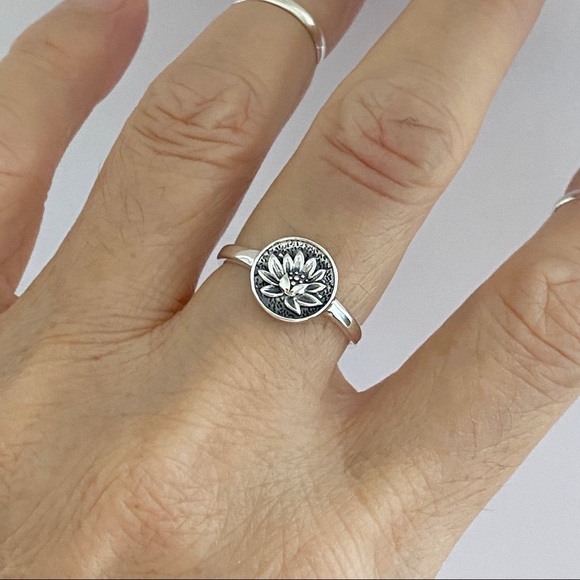Sterling Silver Bloom Lotus Ring, Flower Rings, Spirit Flowers, Floral - Picture 9 of 13